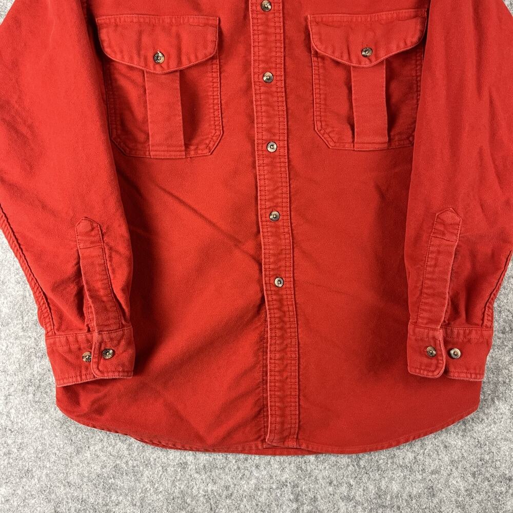 CC Filson Flannel Shirt Mens Medium Orange Button Up Heavy Rugged Outdoor Work - Picture 3 of 14